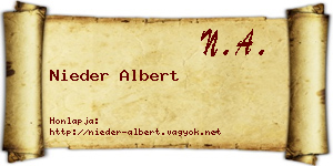Nieder Albert névjegykártya